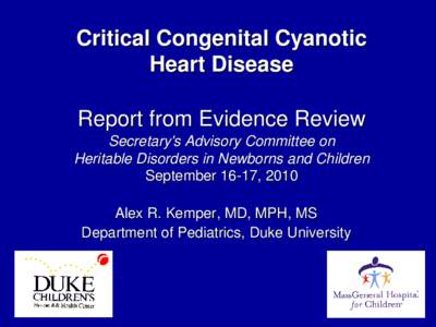 Critical Congenital Cyanotic Heart Disease