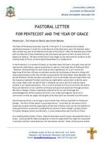 CHANCERY OFFICE DIOCESE OF BROOME Bishop Christopher Saunders DD ______________________________________________________________________________  PASTORAL LETTER