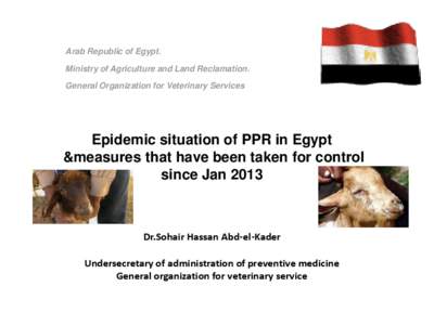 Arab Republic of Egypt.  Ministry of Agriculture and Land Reclamation. General Organization for Veterinary Services  Epidemic situation of PPR in Egypt