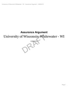 University of Wisconsin-Whitewater - WI - Assurance ArgumentAssurance Argument T F