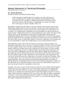 Microsoft Word - Sample Statement of Teaching Philosophy - Gunther.doc