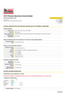 SV21 Premium Same Day Concrete Sealer On-crete Australia Pty Ltd Chemwatch Hazard Alert Code: 2  Version No: 1.2
