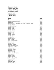 Alamance County Estates, [removed]Adams – Zachary) 21 Fibredex Boxes C.R[removed]1C.R[removed]Name