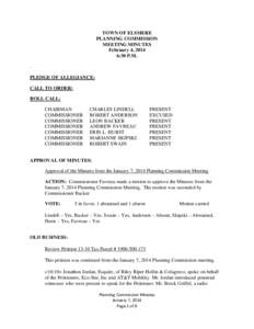 TOWN OF ELSMERE PLANNING COMMISSION MEETING MINUTES February 4, 2014 6:30 P.M. .