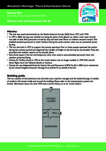 Antarctic Heritage Trust Information Sheet Damoy Hut Dorian Bay, Wiencke Island 64°48’S, 63°30’W Historic site and Monument No 84