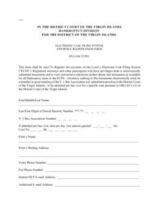 Form 3  IN THE DISTRICT COURT OF THE VIRGIN ISLANDS BANKRUPTCY DIVISION FOR THE DISTRICT OF THE VIRGIN ISLANDS