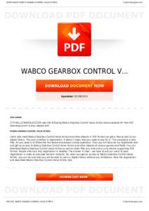 BOOKS ABOUT WABCO GEARBOX CONTROL VALVE ACTROS  Cityhalllosangeles.com WABCO GEARBOX CONTROL V...