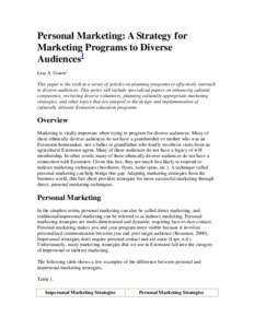 Microsoft Word - Personal Marketing.doc