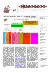 COLUMBUS Zeitschrift von und für Studenten/innen des Geographischen Instituts der Universität Heidelberg Vo l l e F a h r t v o r a u s : N e u e s a u s d e r L e h r e r b i l d u n g von Dr. Erich Streitenberger