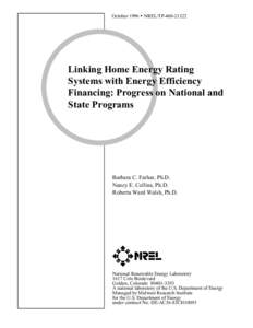 Linking Home Energy Rating Systems with Energy Efficiency Financing: Progress on National and State Programs