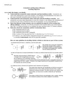 OCHeM.com  ©1999 Thomas Poon Aromaticity and Reactions of Benzene Learning Objectives
