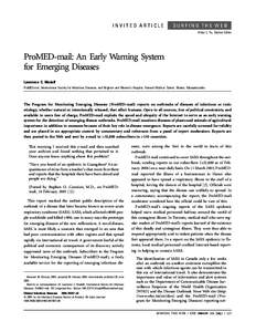 INVITED ARTICLE  SURFING THE WEB Victor L. Yu, Section Editor  ProMED-mail: An Early Warning System