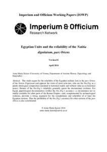 IOWP - Egyptian Units and the reliability of the Notitia Dignitatum, pars Oriens