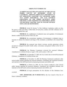 ORDINANCE NUMBER 1184  AN ORDINANCE OF THE CITY COUNCIL OF THE CITY OF  PERRIS,  COUNTY  OF  RIVERSIDE,  STATE  OF  CALIFORNIA,  ADOPTING  ORDINANCE  AMENDMENT  05­  0235  REPEALING  CHAPTERS 