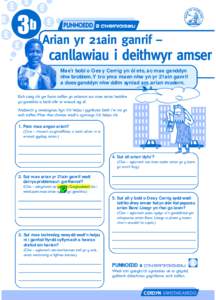 3b Arian yr 21ain ganrif – canllawiau i deithwyr amser Mae’r bobl o Oes y Cerrig yn ôl eto, ac mae ganddyn nhw broblem.Y tro yma maen nhw yn yr 21ain ganrif a does ganddyn nhw ddim syniad am arian modern. Eich tasg 