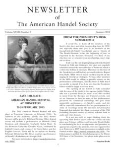 N EW SL E T T E R  of The American Handel Society Volume XXVII, Number 2