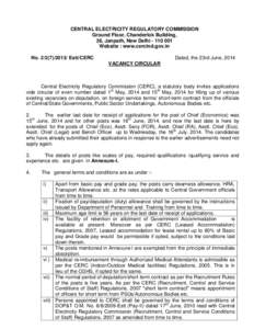 CENTRAL ELECTRICITY REGULATORY COMMISSION Ground Floor, Chanderlok Building, 36, Janpath, New Delhi[removed]Website : www.cercind.gov.in No[removed]Estt/CERC