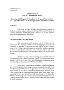 Environmental impact assessment / Sustainable development / Technology assessment / Prediction / Tai A Chau / Sustainability / Liquefied natural gas / Environmental protection / Soko Islands / Environment / Islands District / Impact assessment