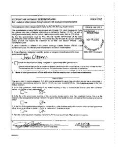 FORMCIQ  CONFLICT OF INTEREST QUESTIONNAIRE For vendor or other person doing business with local governmental entity This questionnaire reflects changes made to the law by H.B. 1491, 80th Leg., Regular Session.