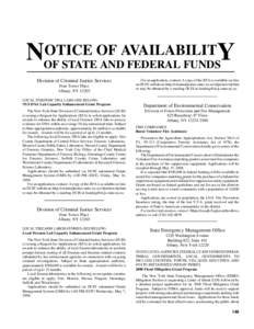 OTICE OF AVAILABILITY NOF STATE AND FEDERAL FUNDS Division of Criminal Justice Services Four Tower Place Albany, NY 12203