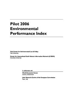 Pilot 2006 Environmental Performance Index (EPI)