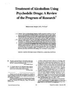 Treatment ofAlcoholism Using  Psychedelic Drugs: A Review