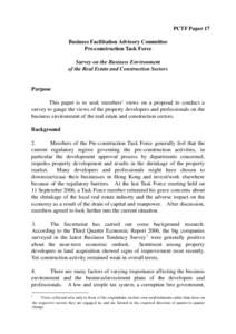 PCTF Paper 17 Business Facilitation Advisory Committee Pre-construction Task Force Survey on the Business Environment of the Real Estate and Construction Sectors