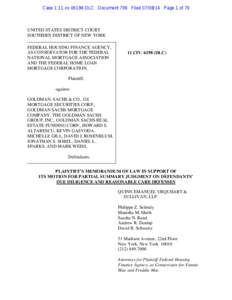 Case 1:11-cv[removed]DLC Document 769 Filed[removed]Page 1 of 76  UNITED STATES DISTRICT COURT SOUTHERN DISTRICT OF NEW YORK FEDERAL HOUSING FINANCE AGENCY, AS CONSERVATOR FOR THE FEDERAL