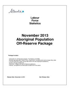 Labour Force Statistics November 2013 Aboriginal Population