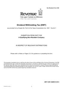 Dividend Withholding Tax (DWT) - Non-Resident Form V2B