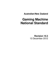 Australian/New Zealand  Gaming Machine National Standard  Revision 10.3