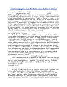 Southern Campaign American Revolution Pension Statements & Rosters Pension application of John Brittain R1220 Mary fn29NC Transcribed by Will Graves[removed]