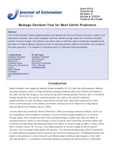 Baleage Decision Tool for Beef Cattle Producers