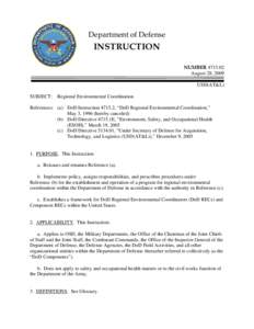 Department of Defense  INSTRUCTION NUMBER[removed]August 28, 2009 USD(AT&L)