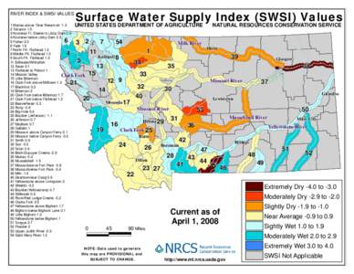 RIVER INDEX & SWSI VALUES  Surface Water Supply Index (SWSI) Values 1 Marias above Tiber Reservoir -1.3 UNITED