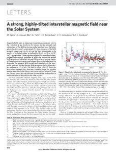 A strong, highly-tilted interstellar magnetic field near the Solar System