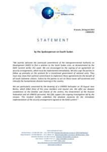 Brussels, 28 August[removed]STATEMENT by the Spokesperson on South Sudan