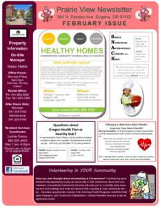 Prairie View Newsletter 584 N. Danebo Ave. Eugene, ORFE BR U A RY IS S U E SIMPLE NUTRITIOUS