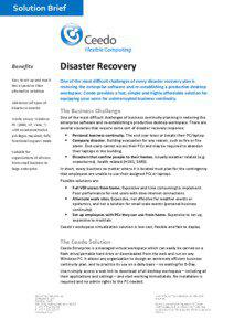 Benefits  Disaster Recovery