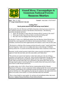 Grand Mesa, Uncompahgre & Gunnison National Forests Success Stories Date: May 15, 2010 3rd Congressional District-Colorado