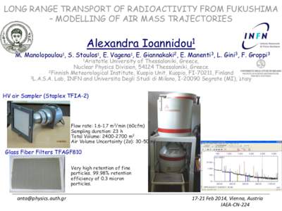 LONG RANGE TRANSPORT OF RADIOACTIVITY FROM FUKUSHIMA – MODELLING OF AIR MASS TRAJECTORIES Alexandra Ioannidou1  M. Manolopoulou1, S. Stoulos1, E. Vagena1, E. Giannakaki2, E. Manenti3, L. Gini3, F. Groppi3