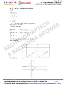 PHẦN CHUNG CHO TẤT CẢ THÍ SINH Câu I 1. TXD: R\{-1} y= y’=