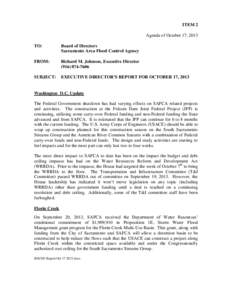 ITEM 2 Agenda of October 17, 2013 TO: Board of Directors Sacramento Area Flood Control Agency