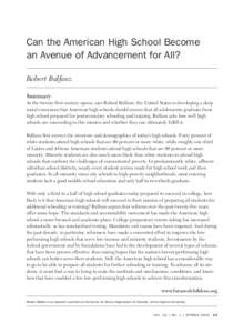 Can the American High School Become an Avenue of Advancement for All?  Can the American High School Become an Avenue of Advancement for All? Robert Balfanz Summary