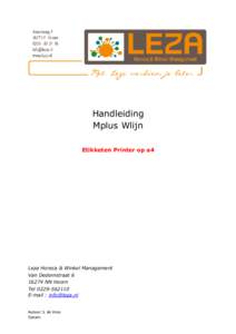 Handleiding Mplus Wlijn Etikketen Printer op a4 Leza Horeca & Winkel Management Van Dedemstraat 6