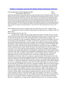 Southern Campaign American Revolution Pension Statements & Rosters Pension application of David Henderson R4867 Transcribed by Will Graves f9VA[removed]