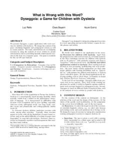 What is Wrong with this Word? Dyseggxia: a Game for Children with Dyslexia