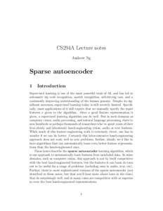 CS294A Lecture notes Andrew Ng Sparse autoencoder 1