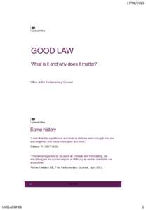 [removed]GOOD LAW What is it and why does it matter?  Office of the Parliamentary Counsel