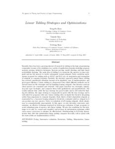 To appear in Theory and Practice of Logic Programming  1 Linear Tabling Strategies and Optimizations Neng-Fa Zhou